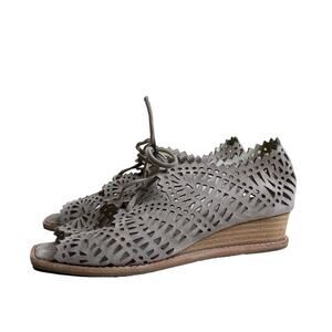 Jeffrey Campbell Espejo Suede Leather Low Wedge Lace Up Sandals Women’s Size 6.5